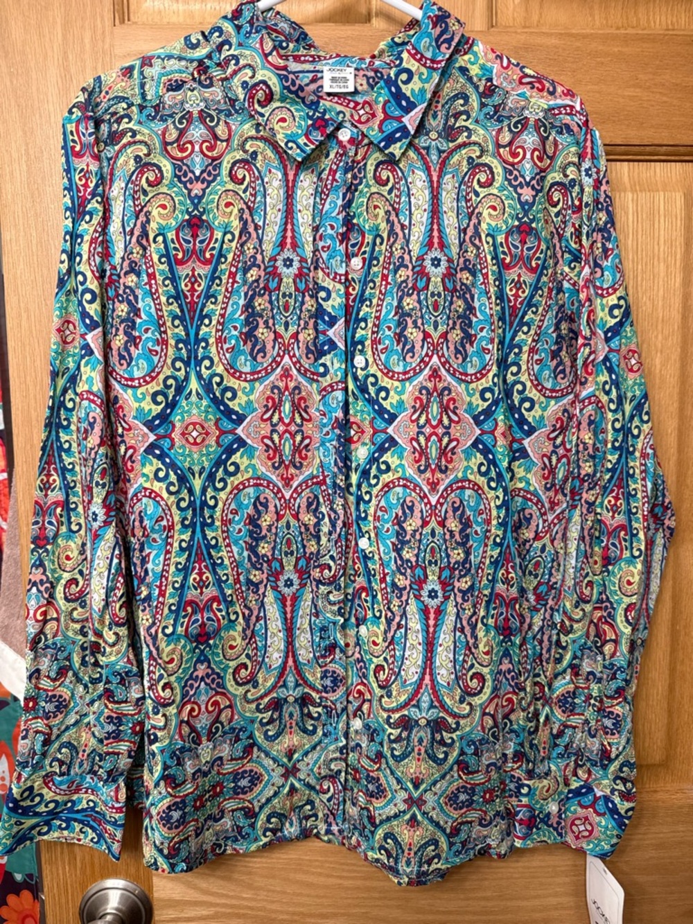 Jockey Multicolor Paisley Button-Down Shirt - Blue, Red, Green, Cream